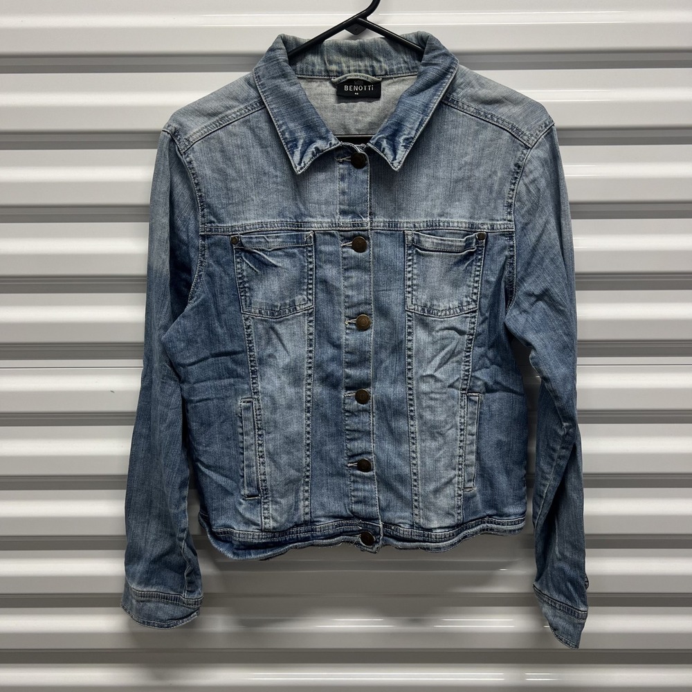 Gina Benotti Denim Jacket Size 42 Womens Medium Wash Blue Jean Trucker Jacket‎